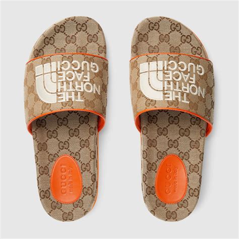 north face Gucci slides